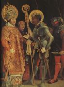 Matthias  Grunewald The Meeting of St Erasmus and St Maurice (mk08) oil on canvas